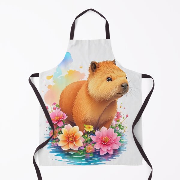 Item preview, Cute capybara with vibrant watercolor flowers illustration designed and sold by RK - Shop.
