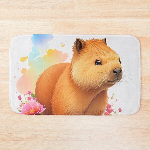 Item preview, Cute capybara with vibrant watercolor flowers illustration designed and sold by RK - Shop.