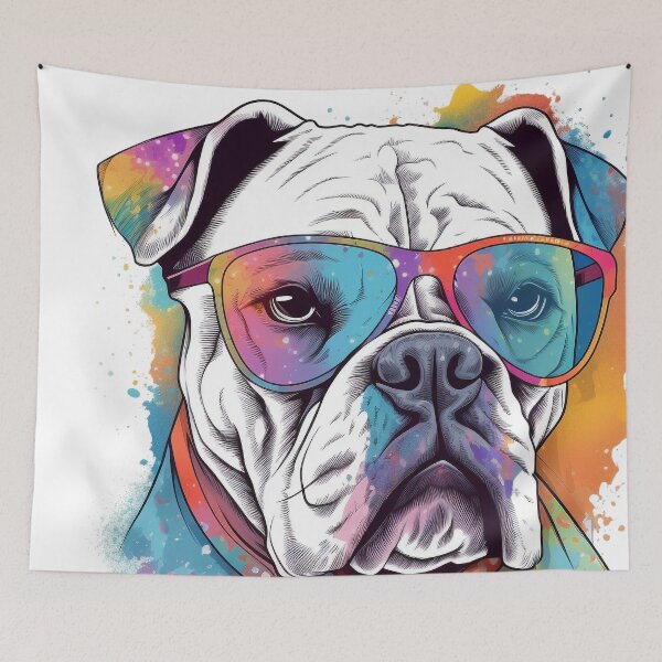 Item preview, White Boxer Dog Pop Art with Sunglasses 5 designed and sold by DiatomDesigns.