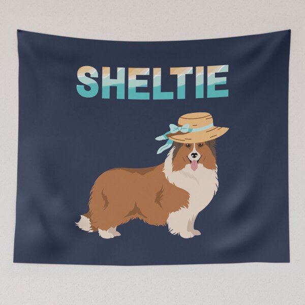 Item preview, Sheltie Dog in Summer Straw Hat designed and sold by SeasonalDogs.