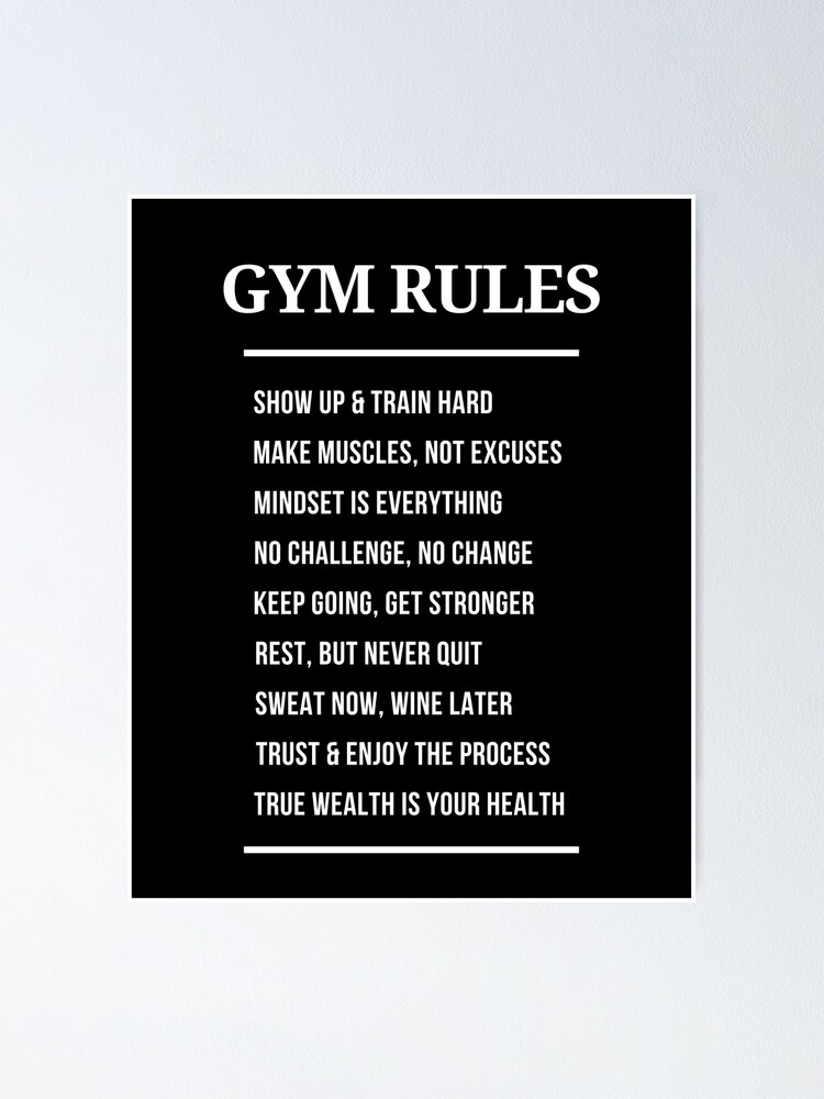 Gym rules Sign, Gym Quotes, Gym Poster, Workout Sign, Fitness motivation art  Poster for Sale by orbantimea58