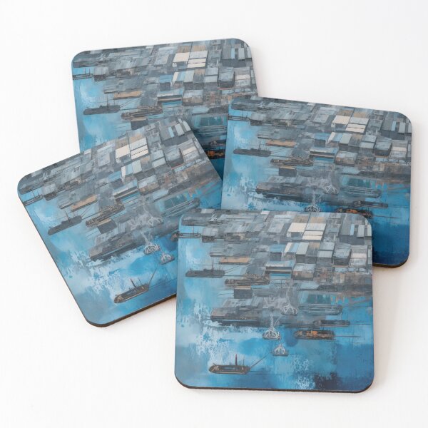 Item preview, Port Top View - Maritime Hub Aerial Perspective designed and sold by Michael Bollin.