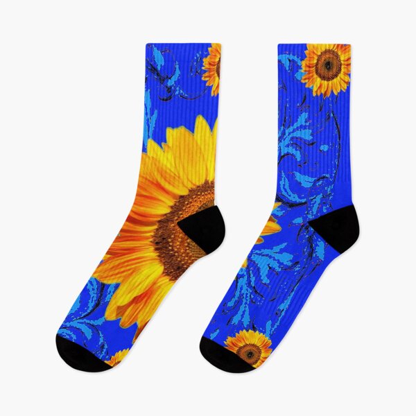 Item preview, BLUE SCROLLS GOLDEN GARDEN  SUNFLOWERS  BLUE ART designed and sold by sharlesart.