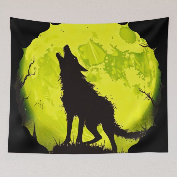 Item preview, Roaring Wolf in Green Moon designed and sold by JojoArtEvo.