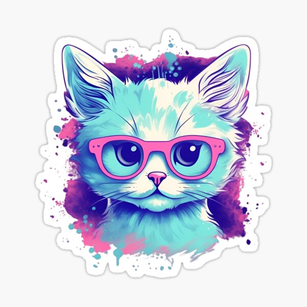 Cute Hipster Kitten Rave Cat  Sticker