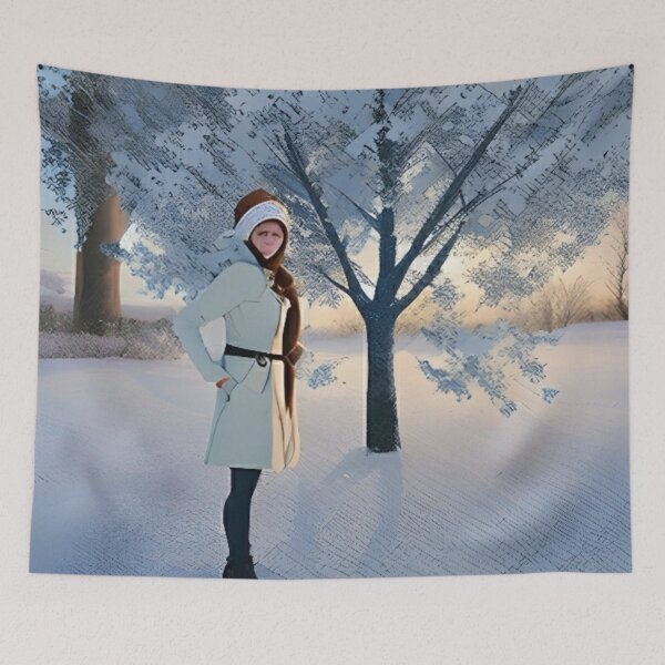 Item preview, Beautiful lady in the snow. designed and sold by Lan thi Nguyen.
