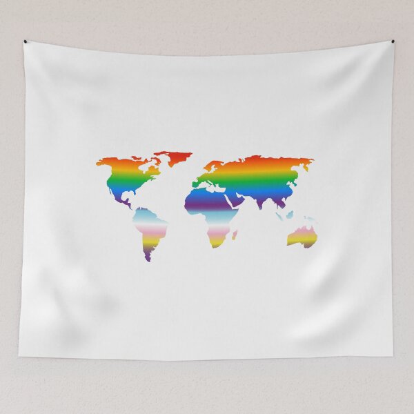 Item preview, Rainbow world map  inclusive progress pride flag colors designed and sold by Inspirationmotivation.