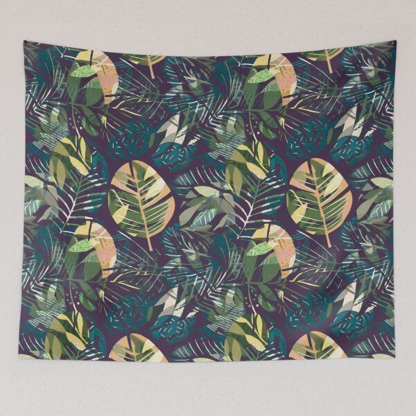 Item preview, Cannas and Tropical Leaves Pattern designed and sold by Monochrome-Dog.