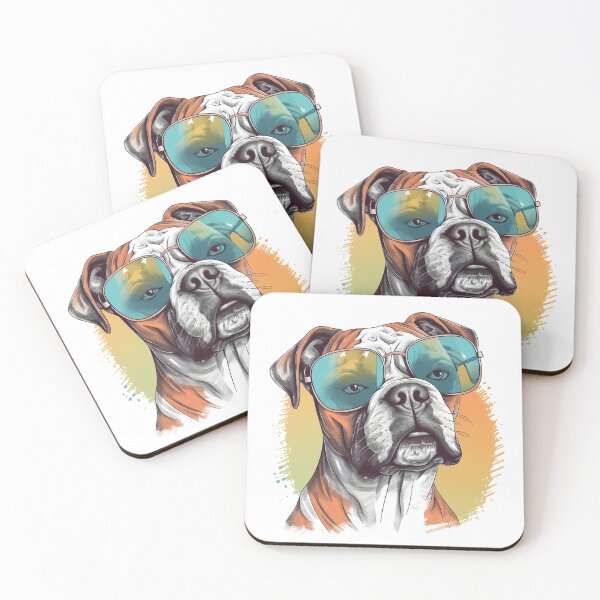 Item preview, White Boxer Dog Pop Art with Sunglasses 6 designed and sold by DiatomDesigns.