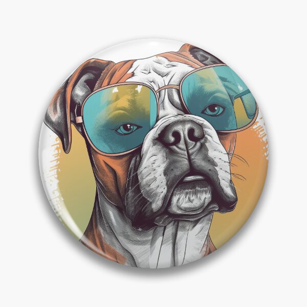 Item preview, White Boxer Dog Pop Art with Sunglasses 6 designed and sold by DiatomDesigns.