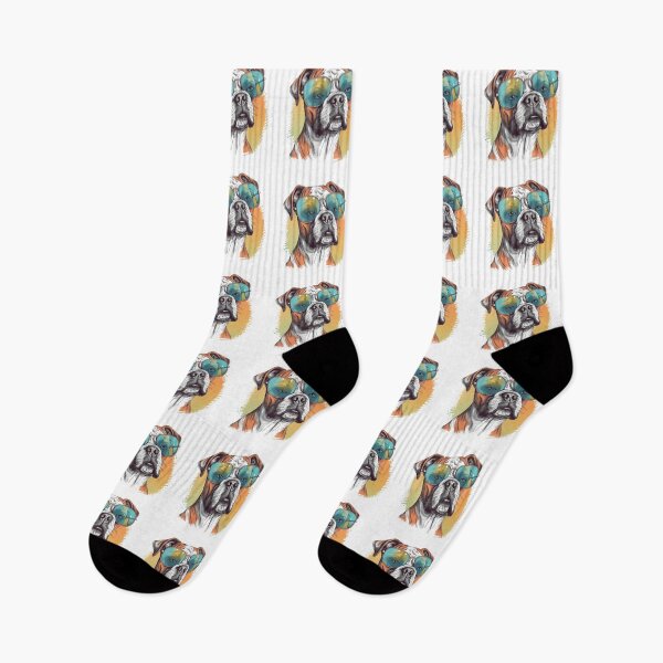 Item preview, White Boxer Dog Pop Art with Sunglasses 6 designed and sold by DiatomDesigns.
