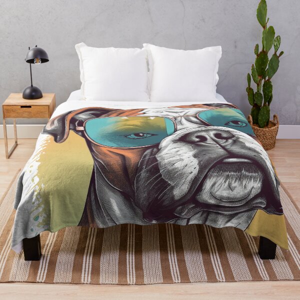 Item preview, White Boxer Dog Pop Art with Sunglasses 6 designed and sold by DiatomDesigns.