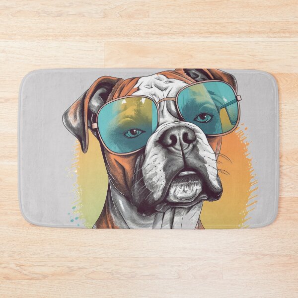 Item preview, White Boxer Dog Pop Art with Sunglasses 6 designed and sold by DiatomDesigns.