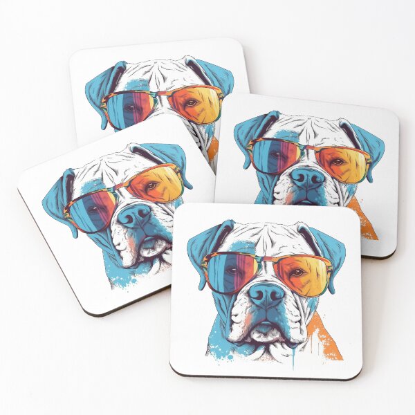 Item preview, White Boxer Dog Pop Art with Sunglasses 7 designed and sold by DiatomDesigns.