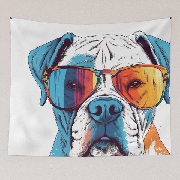 Item preview, White Boxer Dog Pop Art with Sunglasses 7 designed and sold by DiatomDesigns.