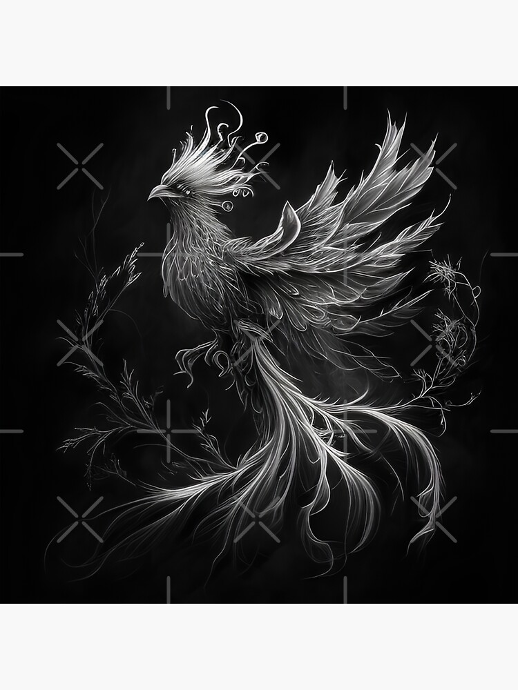 "Black and white phoenix drawing" Sticker for Sale by Pencil-Art ...
