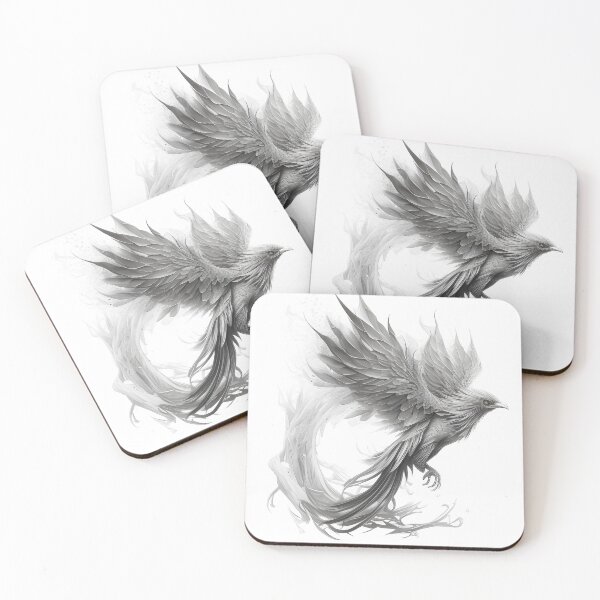 Item preview, Black and white phoenix drawing designed and sold by Pencil-Art.