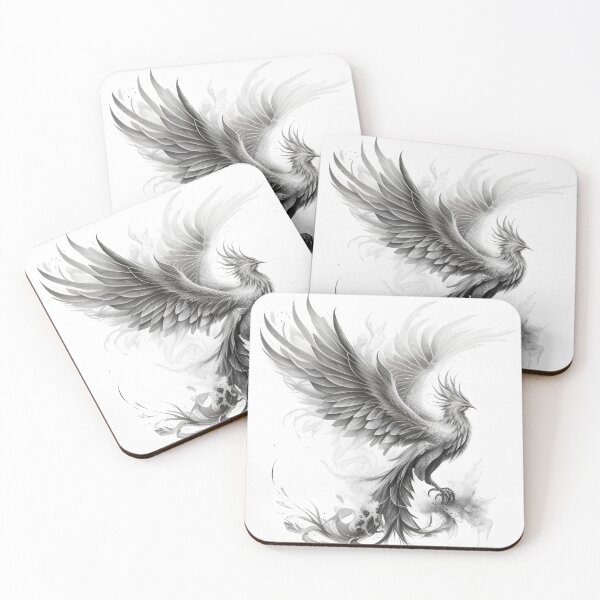 Item preview, Black and white phoenix drawing designed and sold by Pencil-Art.