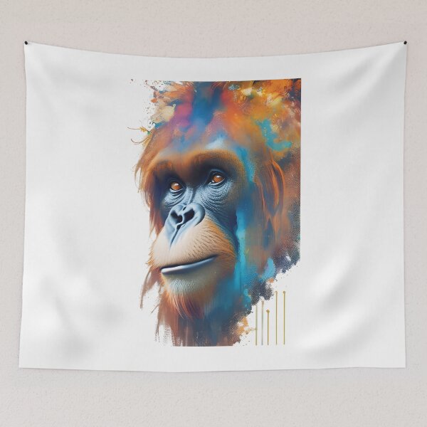 Item preview, Orangutan Vibrant Imaginative Watercolor Primate Art Sticker Print T-Shirt designed and sold by HazyEyeDesigns.
