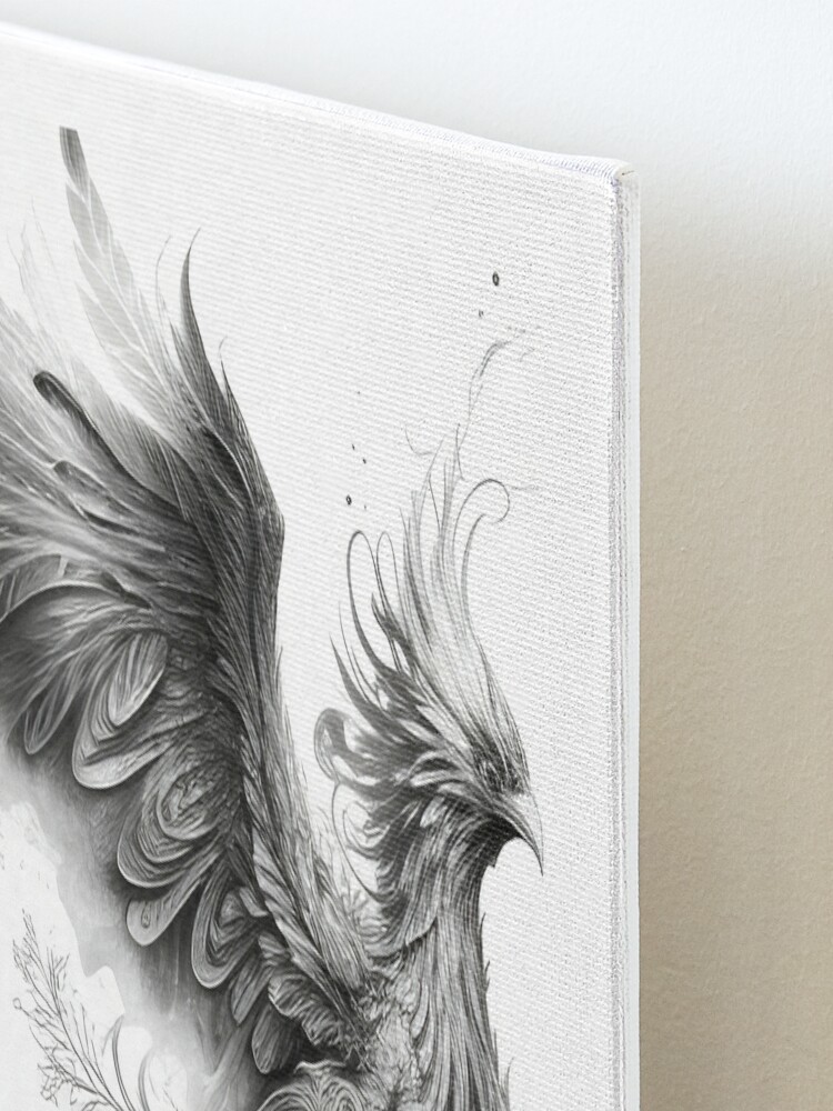 Black and white phoenix drawing