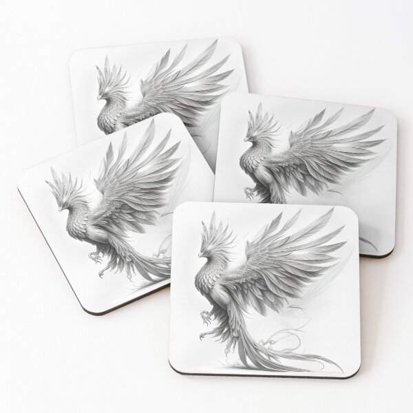 Item preview, Black and white phoenix drawing designed and sold by Pencil-Art.
