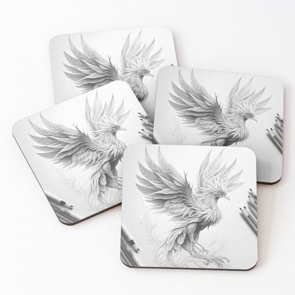 Item preview, Black and white phoenix drawing designed and sold by Pencil-Art.