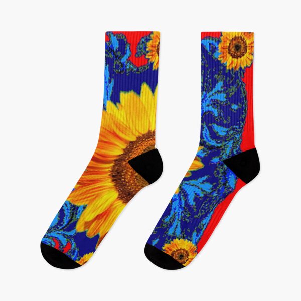 Artikelvorschau, ROT-BLAU „ SONNENBLUMEN SCHRIFTROLLEN BLAU KUNST“ entworfen und verkauft von sharlesart.