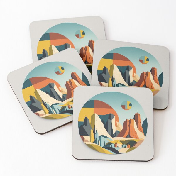 Item preview, Landscape of park and mountains | geometric mountains designed and sold by Phoenix-Textile.