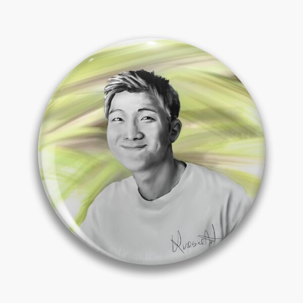 Item preview, Namjoon RM BTS fanart kpop portrait yellow happy smile designed and sold by Krasiaart.