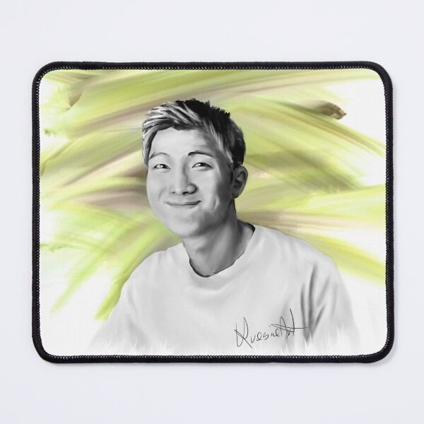 Item preview, Namjoon RM BTS fanart kpop portrait yellow happy smile designed and sold by Krasiaart.