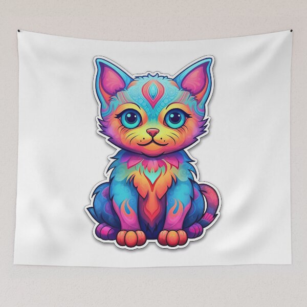Item preview, Zen Colorful Cute Cat Sticker designed and sold by terre2geants.