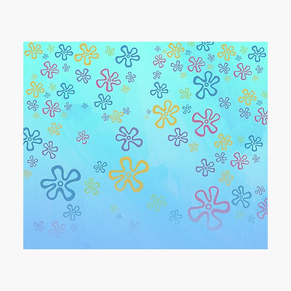 Spongebob Sky Flower Shower Curtain Photographic Print