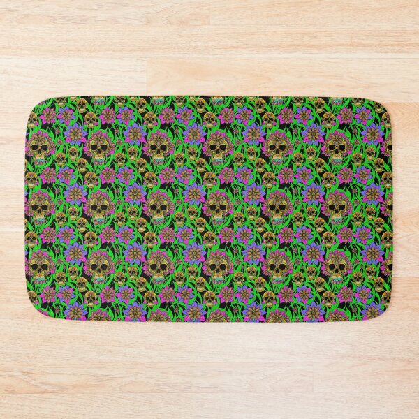 Item preview, Colorful DMT Trippy Yellow Skulls and Flowers Pattern designed and sold by Aaron2610.