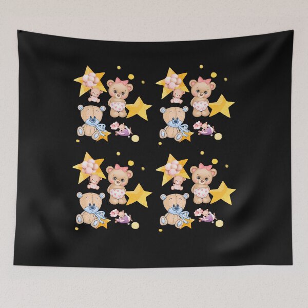 Item preview, Sweet Teddy Bears Blue and Pink Stars and Balloons  designed and sold by BoomBoomBaby.