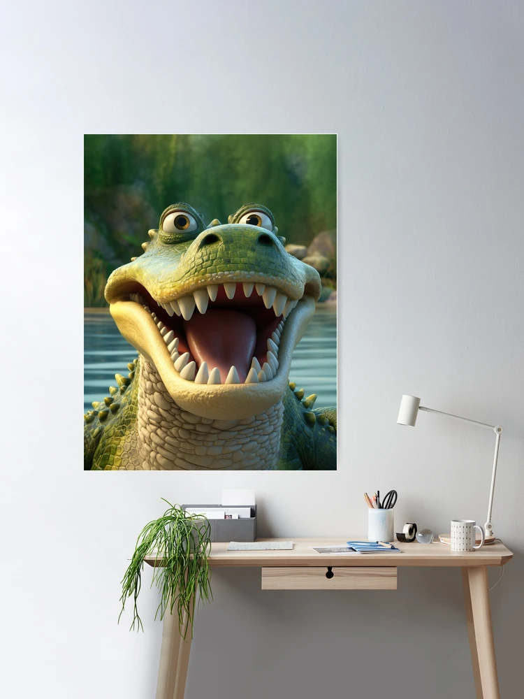 Cheerful Cartoon Crocodile - Fun, Vibrant, Kid-friendly Design Poster for  Sale by DoPrint