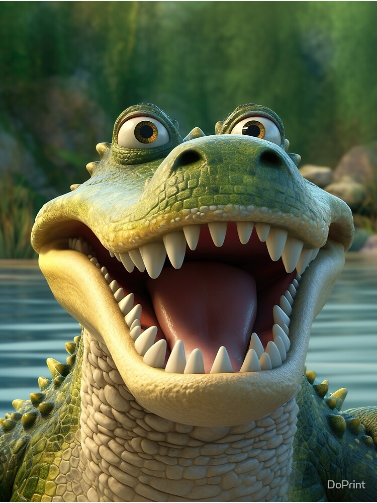 Cheerful Cartoon Crocodile - Fun, Vibrant, Kid-friendly Design | Poster