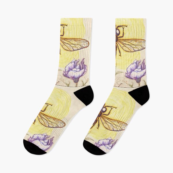Item preview, Vintage bee with daisy, flowers and sun designed and sold by ZombiOctopi.