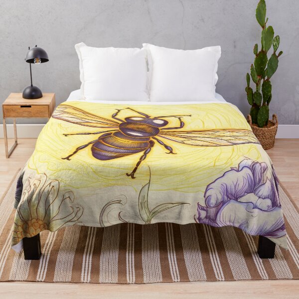 Item preview, Vintage bee with daisy, flowers and sun designed and sold by ZombiOctopi.