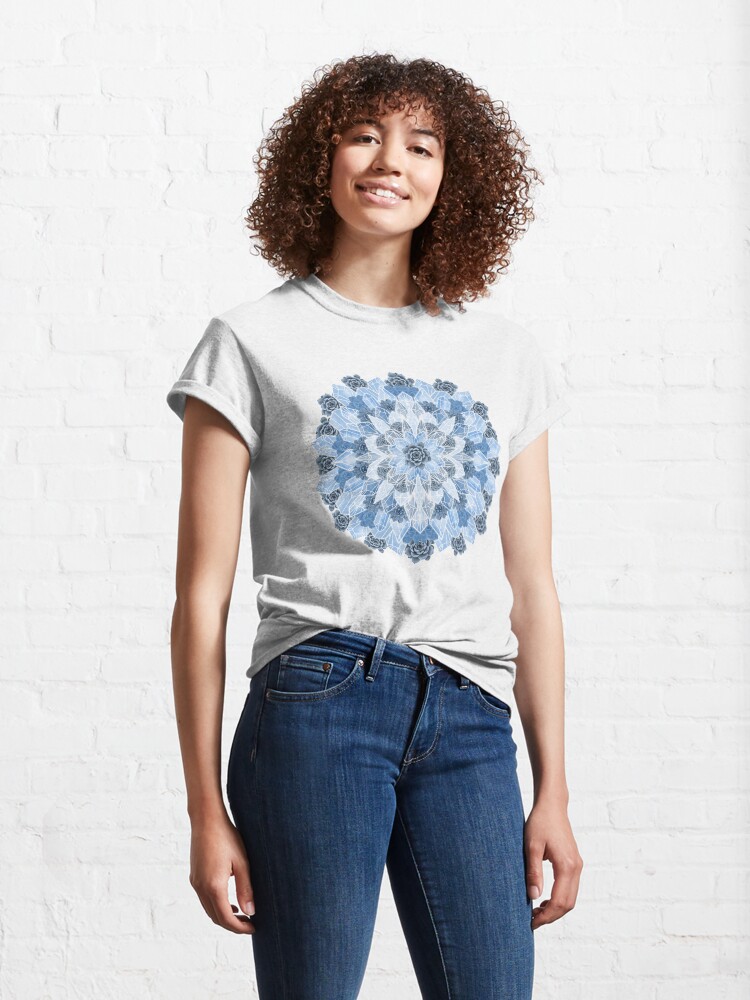 Alternate view of Crystals Succulents Mandala BLUE Classic T-Shirt