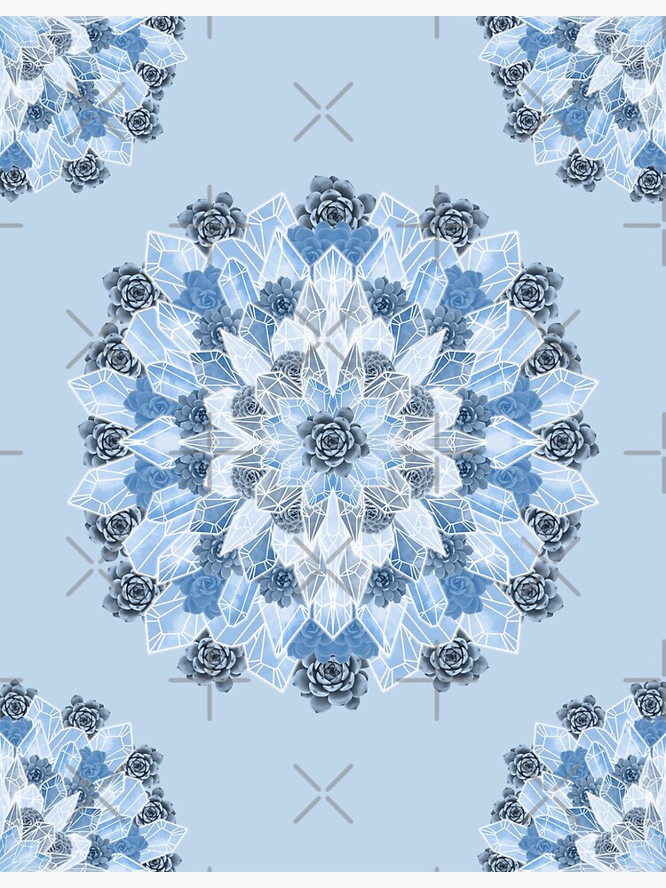 Crystals Succulents Mandala BLUE by PrintablesP