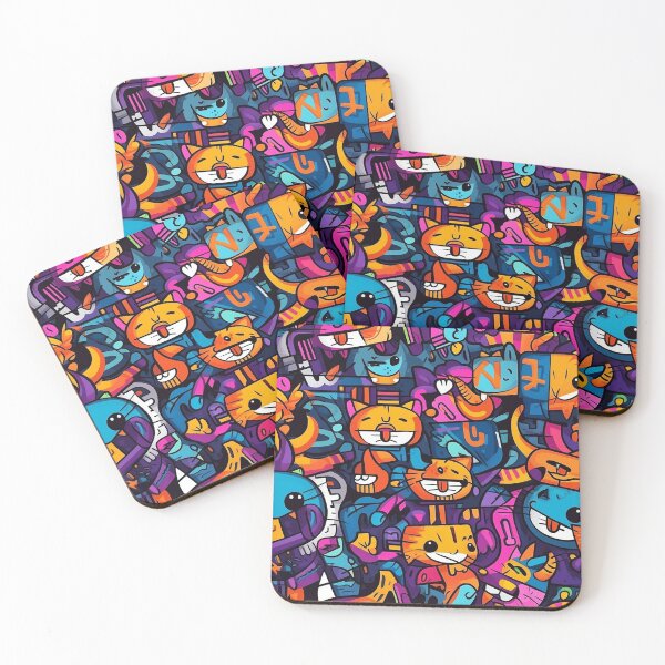 Item preview, Street Cats Doodle Pattern designed and sold by Desfix.