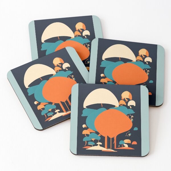 Item preview, Night mushrooms | geometric mushrooms designed and sold by Phoenix-Textile.