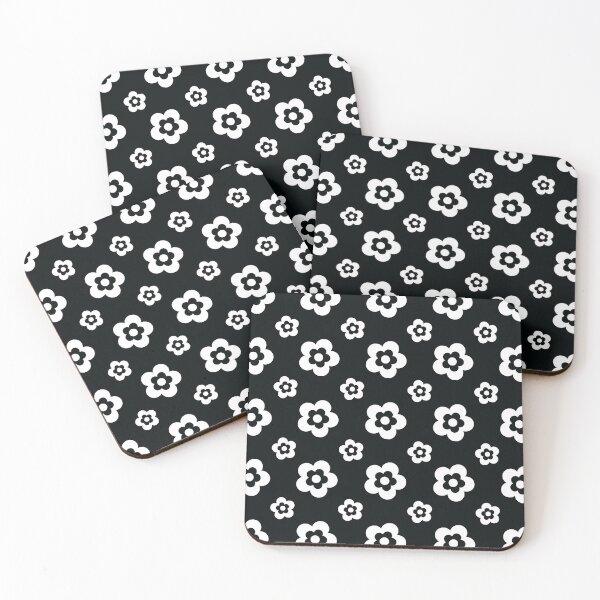 Item preview, Black and White Retro Simple Flower Pattern designed and sold by ClaudiaFlores.