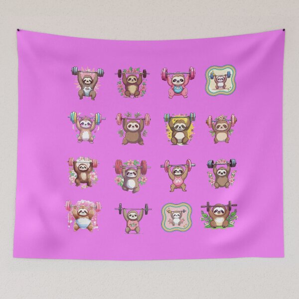 Item preview, Cute Sloths Lifting Weights **Choose Large Stickers Pack or Magnets!**  designed and sold by AdiRemba.