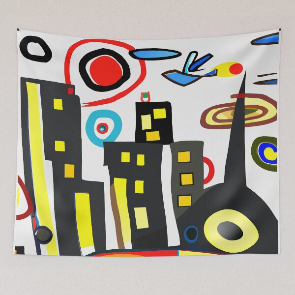 Item preview, Abstract cityscape inspired by Miro 3 designed and sold by i-cottagedesign.