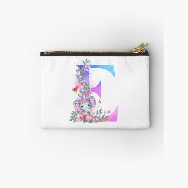 Artikelvorschau, Buchstabe E Initiale oder Monogramm mit Aquarellblumen und dem Elefanten entworfen und verkauft von KreativniUm.