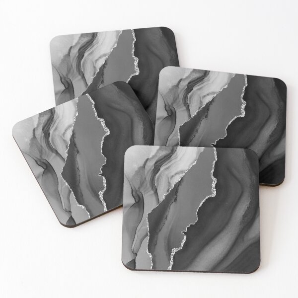 Item preview, Black, White (Faux) Marble With Silver-Color Veins designed and sold by DEC02.