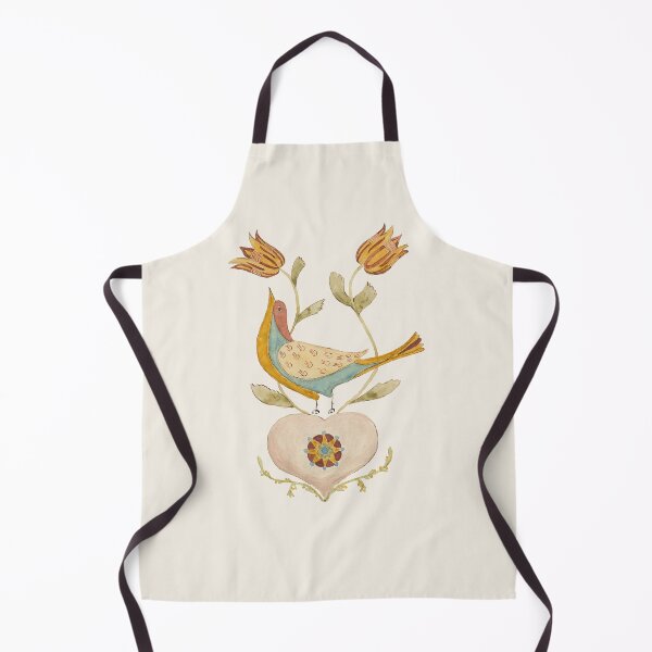 Item preview, Fraktur folk art painting bird heart flowers designed and sold by InkstoneArts.
