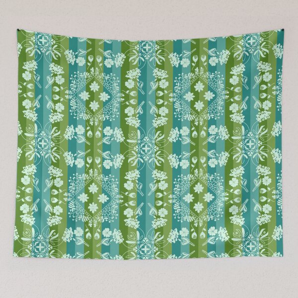 Item preview, Pattern Clash Floral Mandela Stripes - Green Version designed and sold by CK-Designz.