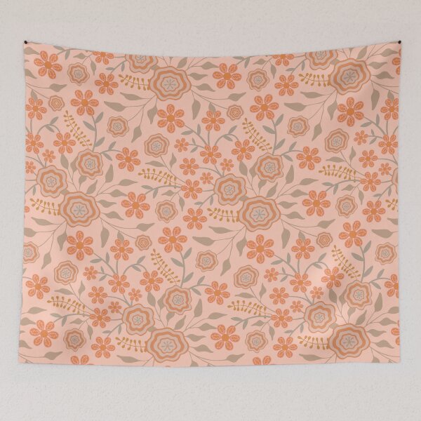 Item preview, MARY Abstract Floral Botanical in Pretty Cottage Blush Terracotta Rust Warm Neutrals - UnBlink Studio by Jackie Tahara designed and sold by Jackie Tahara of UnBlink Studio.